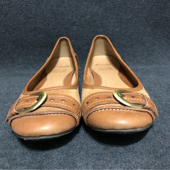 Clarks Active Air Lockney Ice Brown Flats Buckle Slip On Comfort Womens Sz 6.5 - Picture 2 of 10